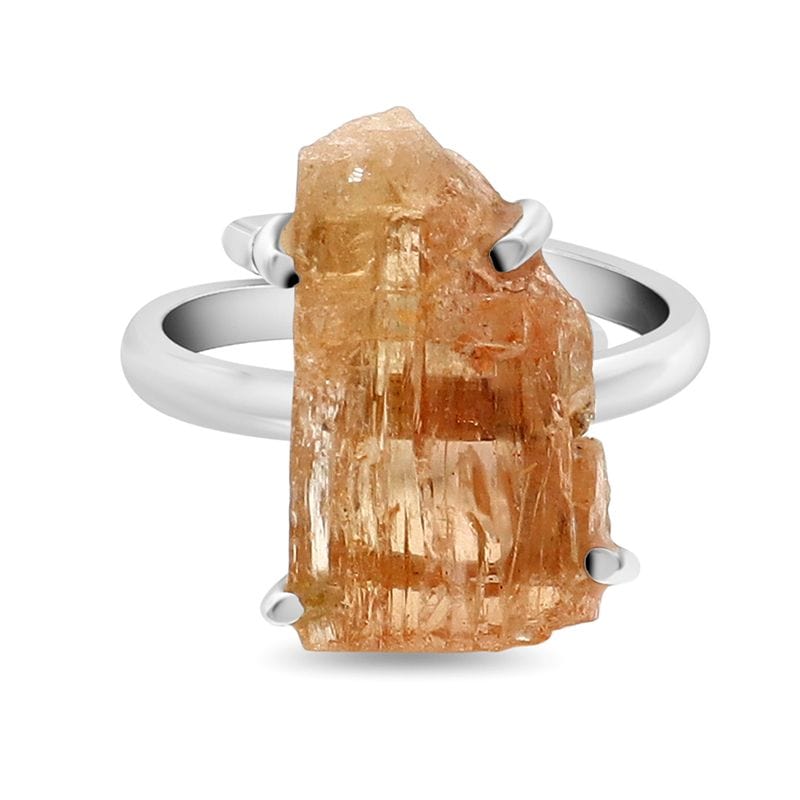 Imperial Topaz Adjustable Sterling Silver Ring - Rough Crystal