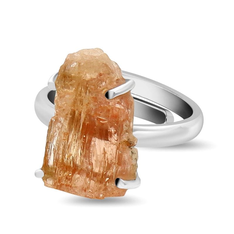 Imperial Topaz Adjustable Sterling Silver Ring - Rough Crystal