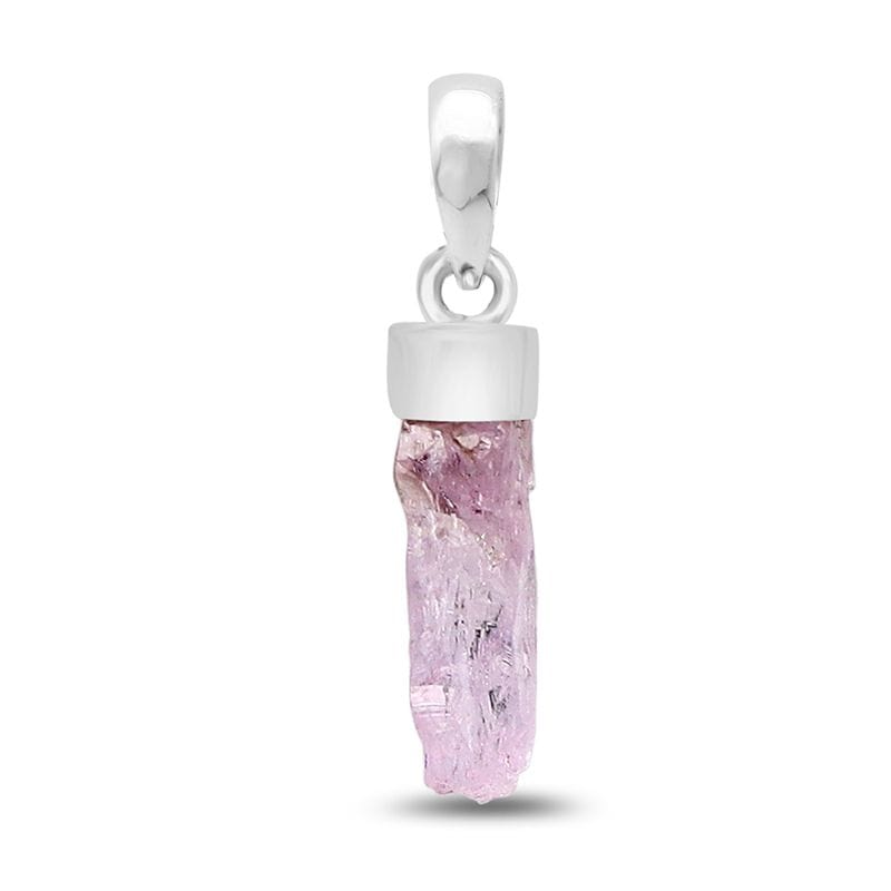Kunzite Rough Sterling Silver Pendant