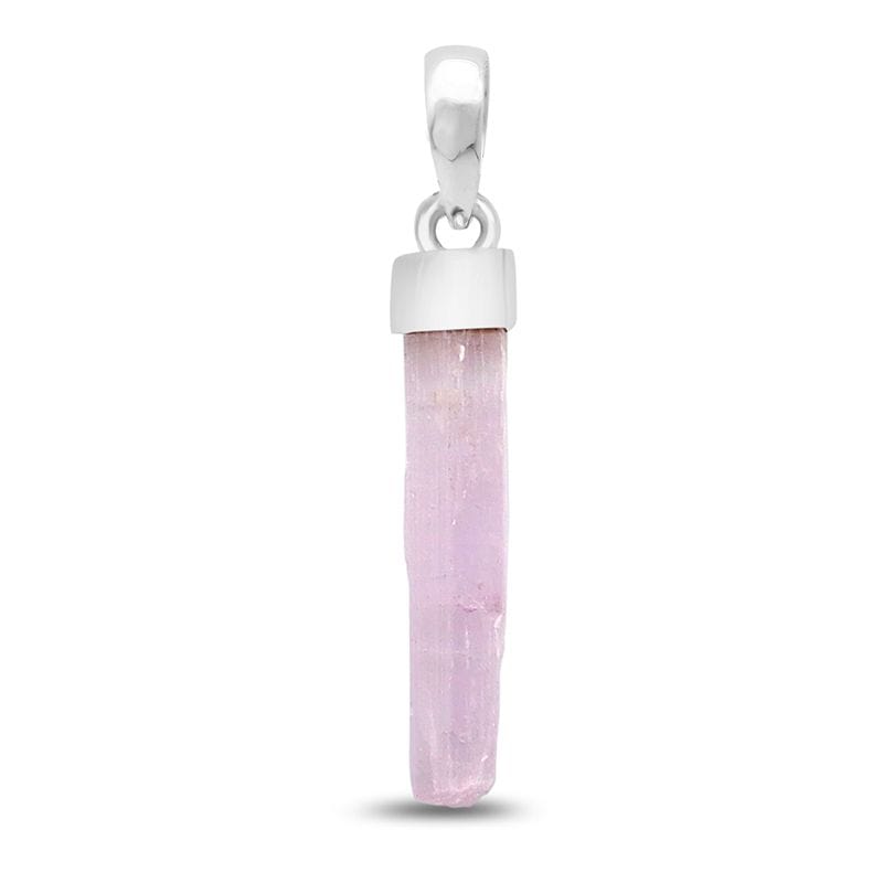Kunzite Sterling Silver Pendant - Rough Crystal