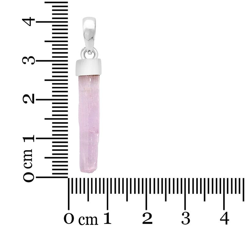 Kunzite Sterling Silver Pendant - Rough Crystal