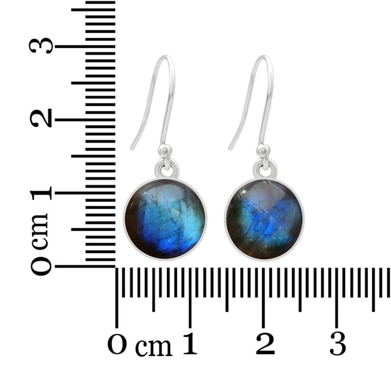 Labradorite Sterling Silver Earrings - Round - Polished