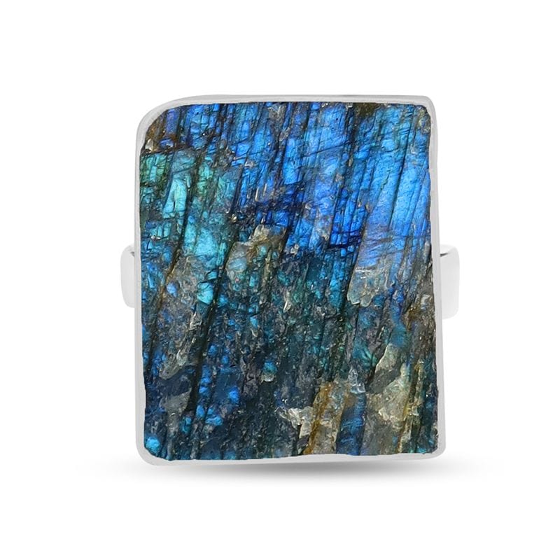 Labradorite Rough Sterling Silver Adjustable Ring