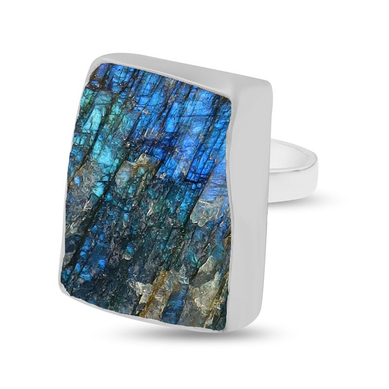 Labradorite Rough Sterling Silver Adjustable Ring