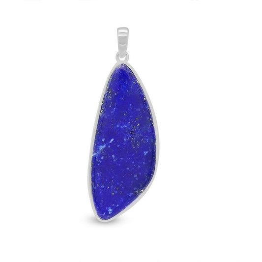 healing crystal jewelry: lapis lazuli sterling silver pendant - Free Form