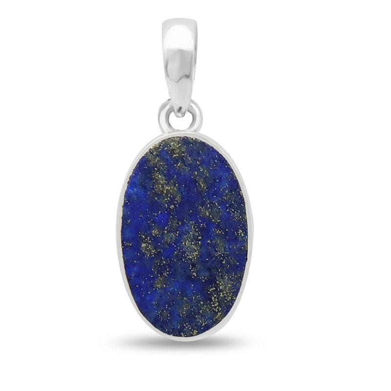 healing crystal jewelry: lapis lazuli sterling silver pendant - oval