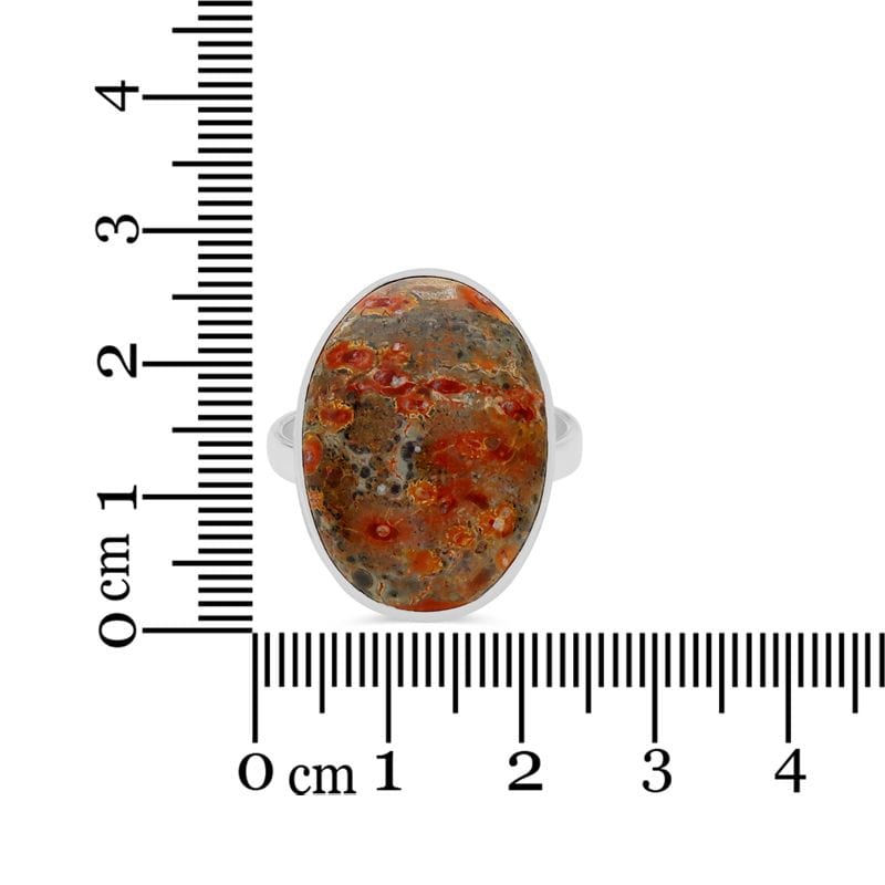 Leopard Skin Jasper Adjustable Sterling Silver Ring - Oval Crystal