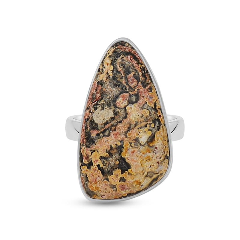 Leopard Skin Jasper Adjustable Sterling Silver Ring - Free Form