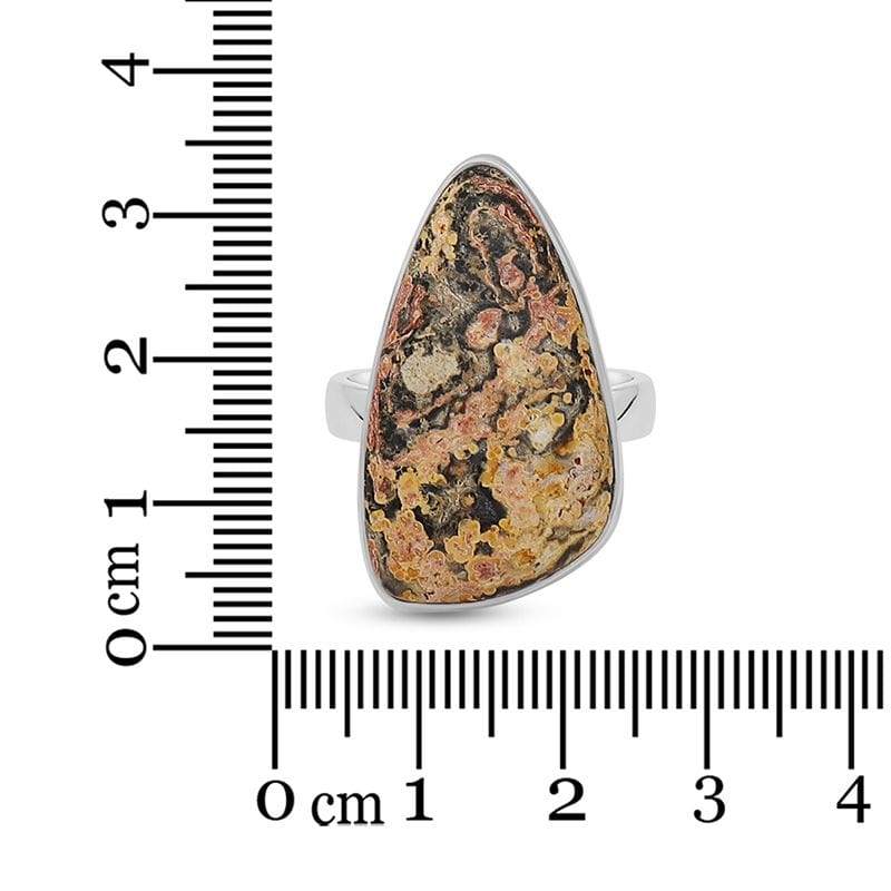 Leopard Skin Jasper Adjustable Sterling Silver Ring - Free Form