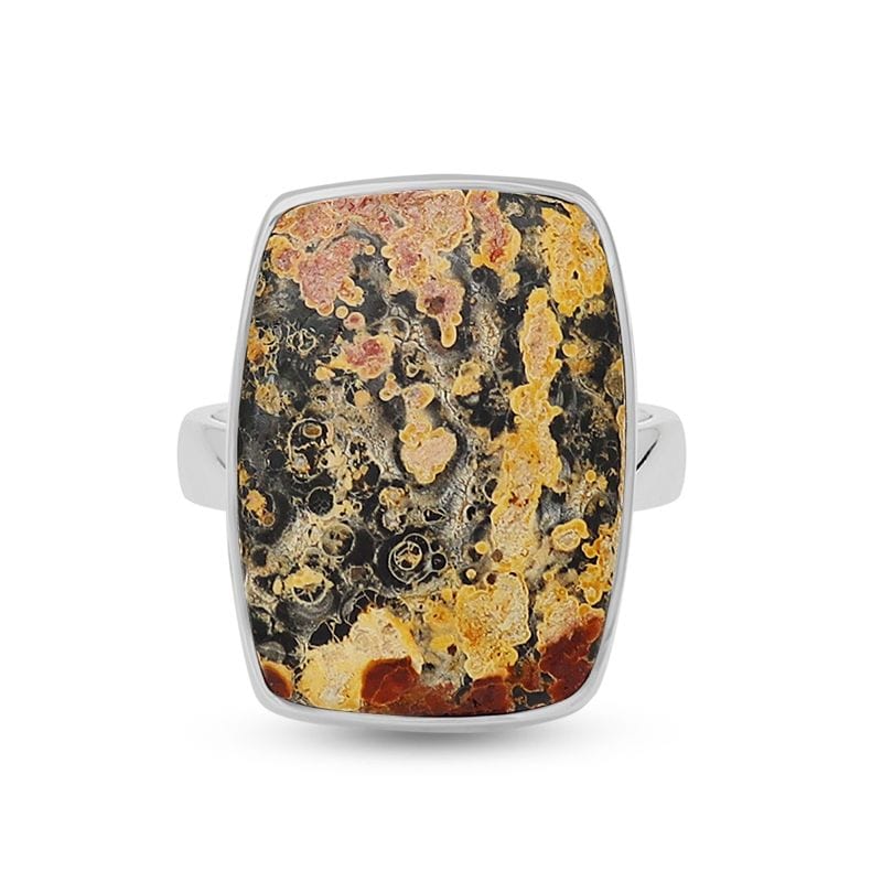 Leopard Skin Jasper Adjustable Sterling Silver Ring
