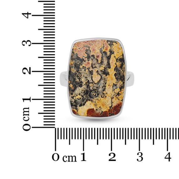 Leopard Skin Jasper Adjustable Sterling Silver Ring