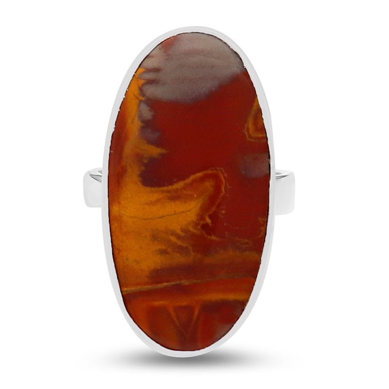 Fancy Jasper Sterling Silver Adjustable Ring - Oval