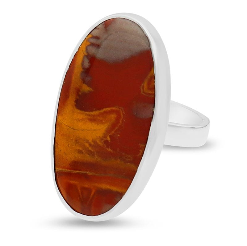 Fancy Jasper Sterling Silver Adjustable Ring - Oval