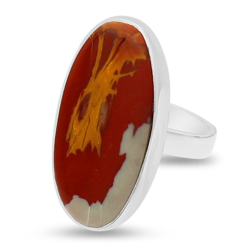 Fancy Jasper Sterling Silver Adjustable Ring - Oval