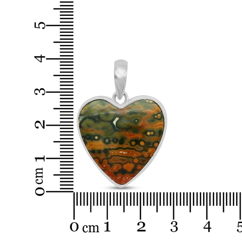 Ocean Jasper Sterling Silver Pendant - Heart