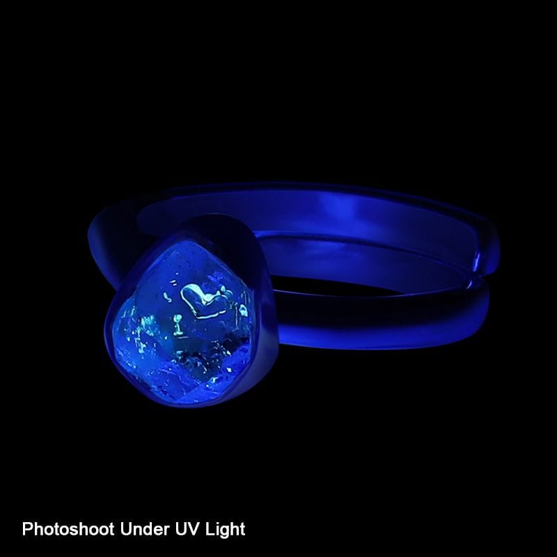 Herkimer Diamond Sterling Silver Adjustable Ring - UV Light
