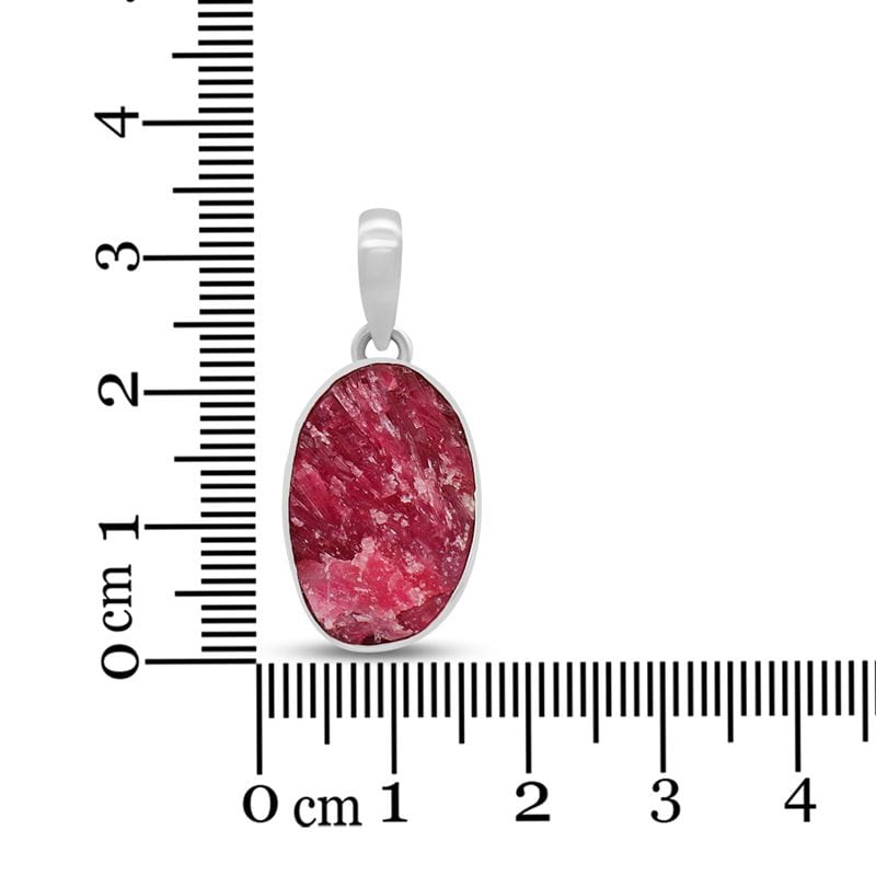 Pink Tourmaline Rough Sterling Silver Pendant - Rough Crystal - Oval