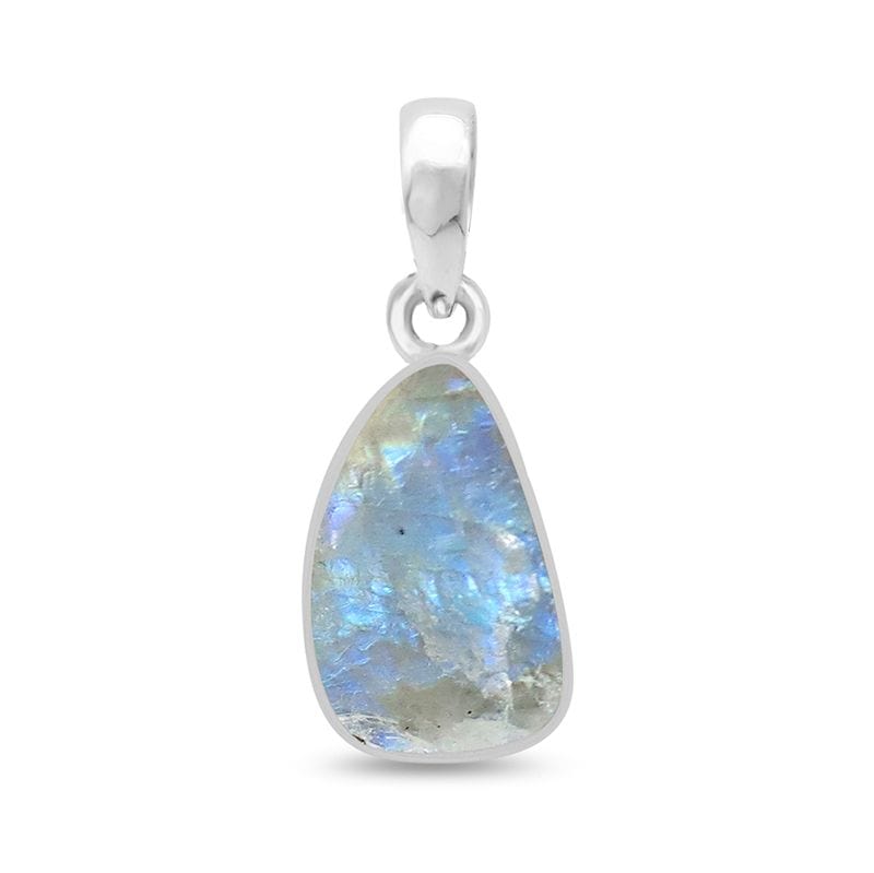 Rainbow Moonstone Rough Sterling Silver Pendant