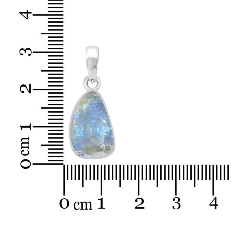 Rainbow Moonstone Rough Sterling Silver Pendant
