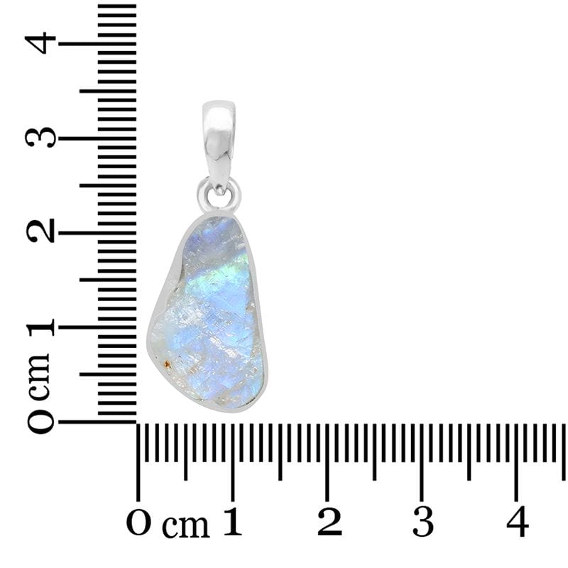 Rainbow Moonstone Rough Sterling Silver Pendant