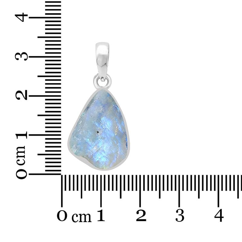 Rainbow Moonstone Rough Sterling Silver Pendant