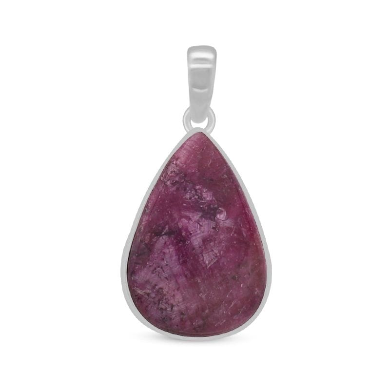 Ruby Sterling Silver Pendant - Teardrop