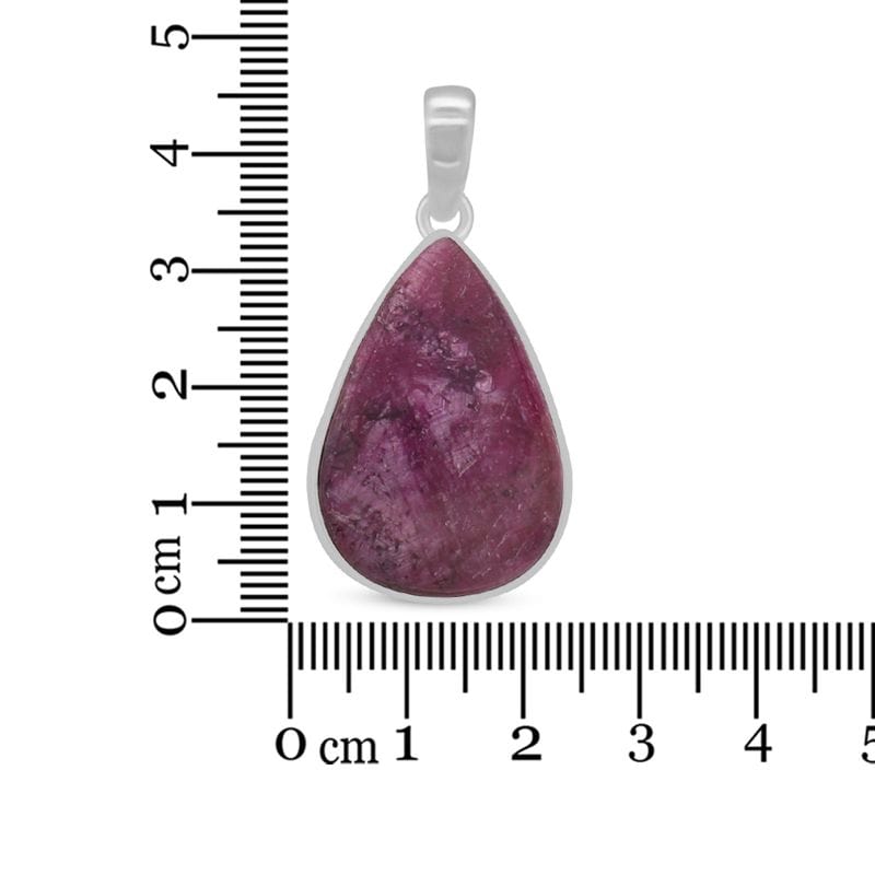 Ruby Sterling Silver Pendant - Teardrop