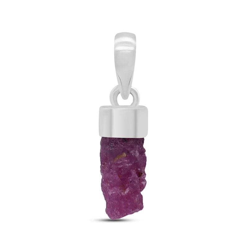 Ruby Rough Sterling Silver Pendant