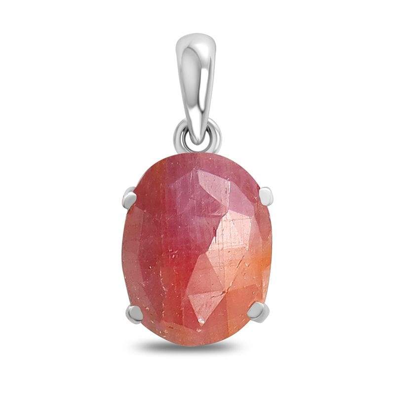 Ruby Sterling Silver Pendant - Faceted Crystal