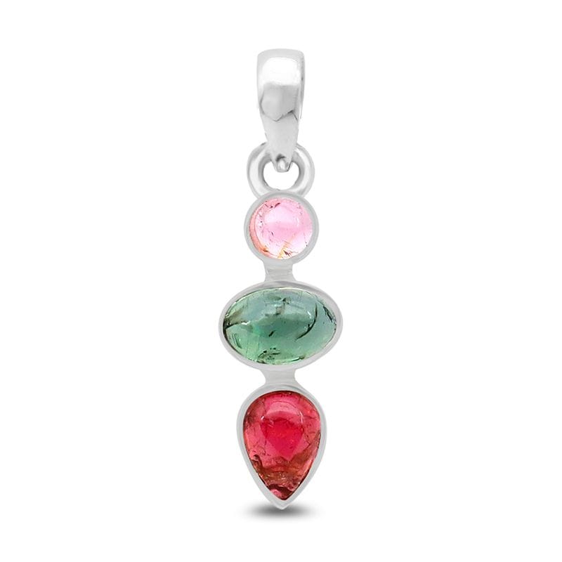 Watermelon Tourmaline Sterling Silver Pendant