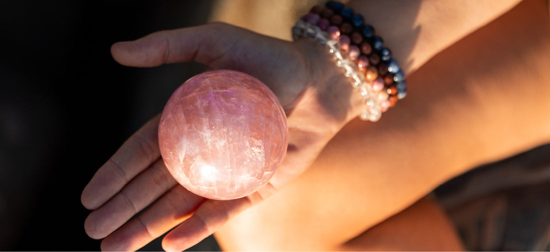 Rose Quartz crystal sphere meditation