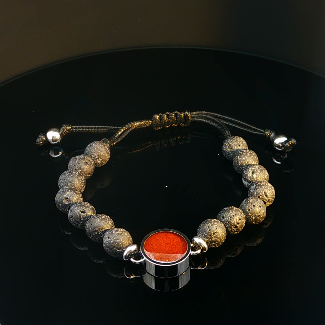 Men's Lava Stone Bell Rock Beaded Bracelet
