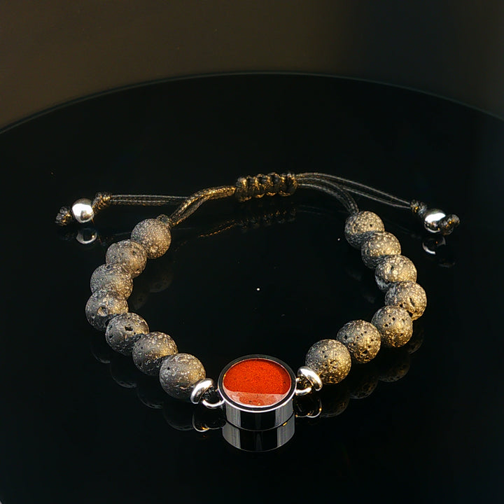Men's Lava Stone Bell Rock Beaded Bracelet
