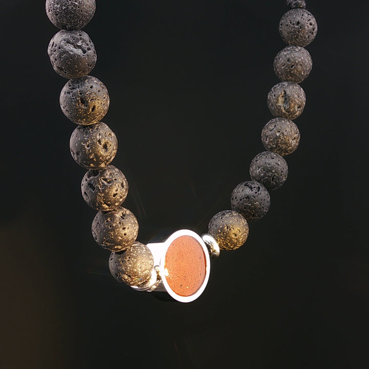 Men's Lava Stone Bell Rock Beaded Bracelet