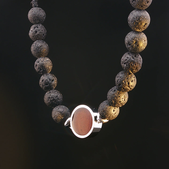 Men's Lava Stone Bell Rock Beaded Bracelet