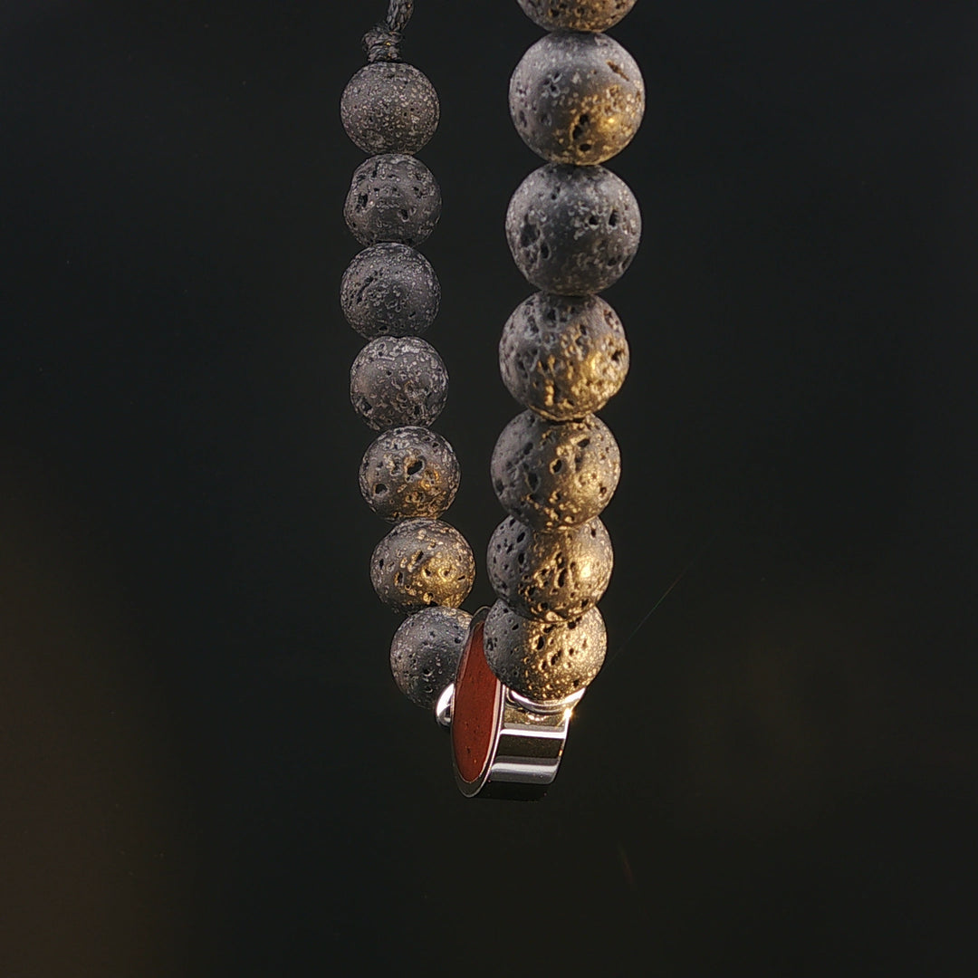 Men's Lava Stone Bell Rock Beaded Bracelet