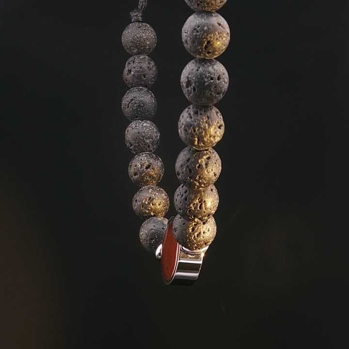 Men's Lava Stone Bell Rock Beaded Bracelet