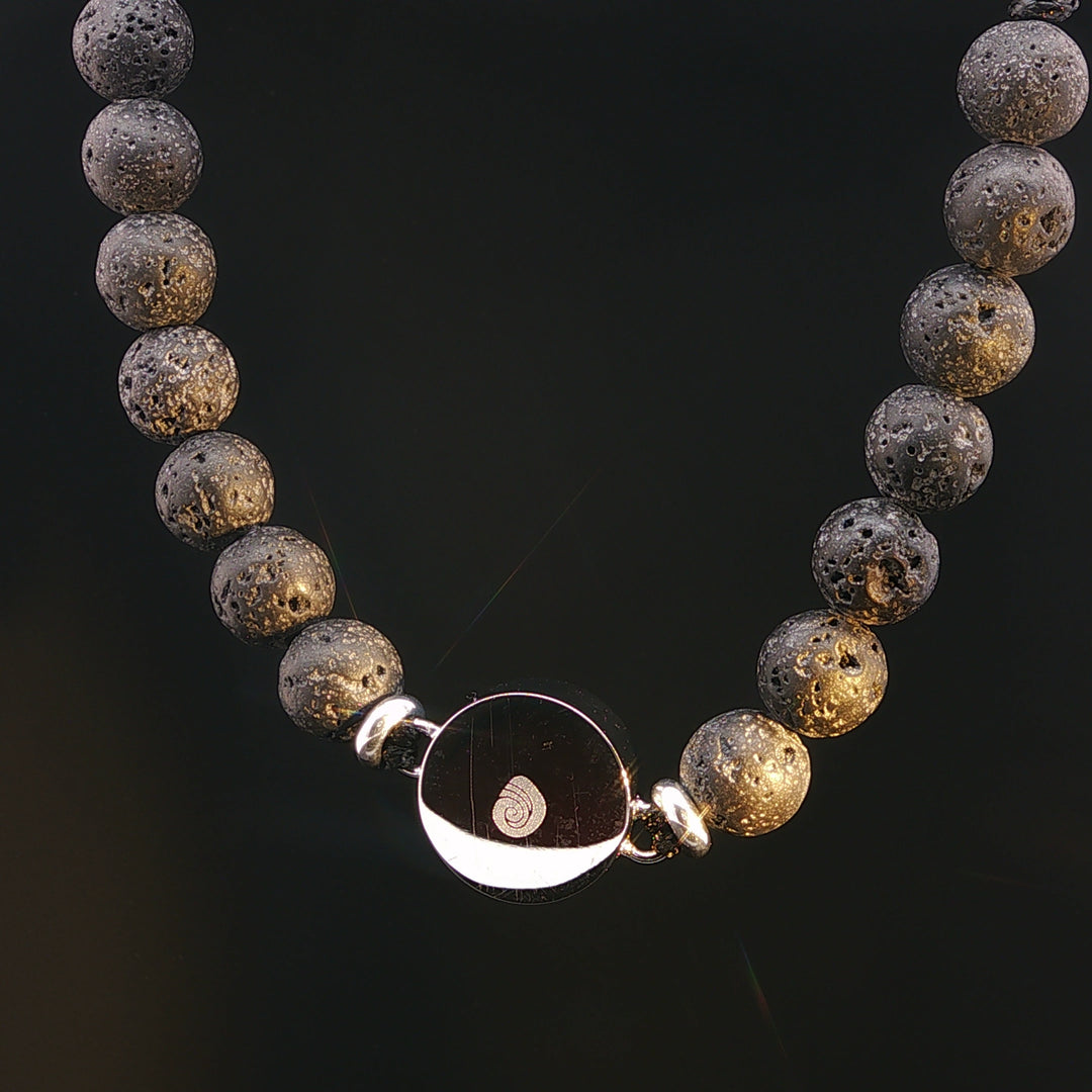 Men's Lava Stone Bell Rock Beaded Bracelet
