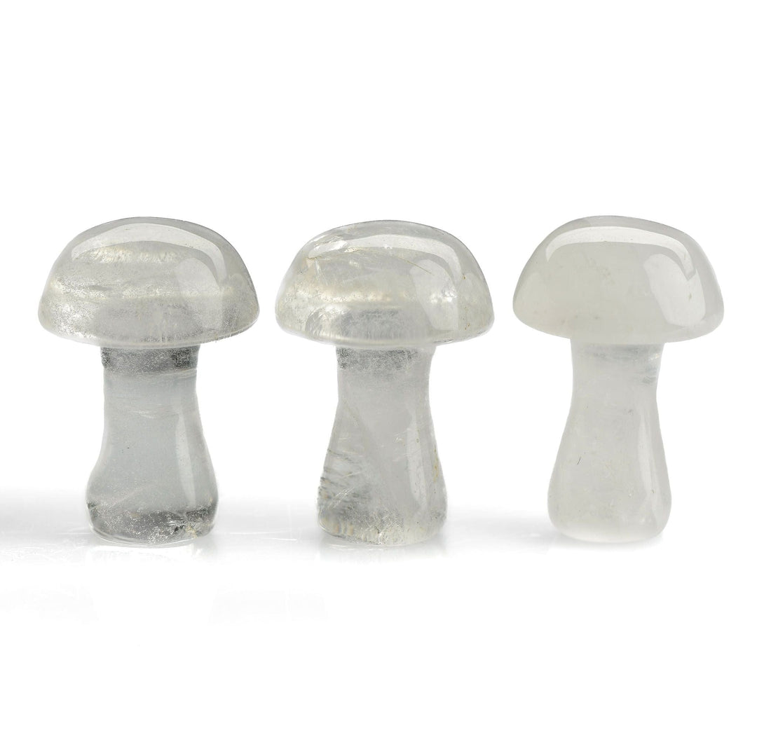 Three Clear Quartz Crystal Mushrooms - Crystal Carving - Polished