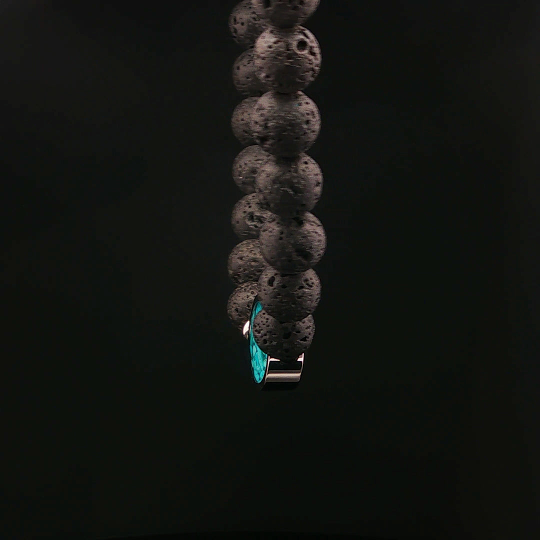 Men's Lava Stone Beaded Bracelet with Turquoise