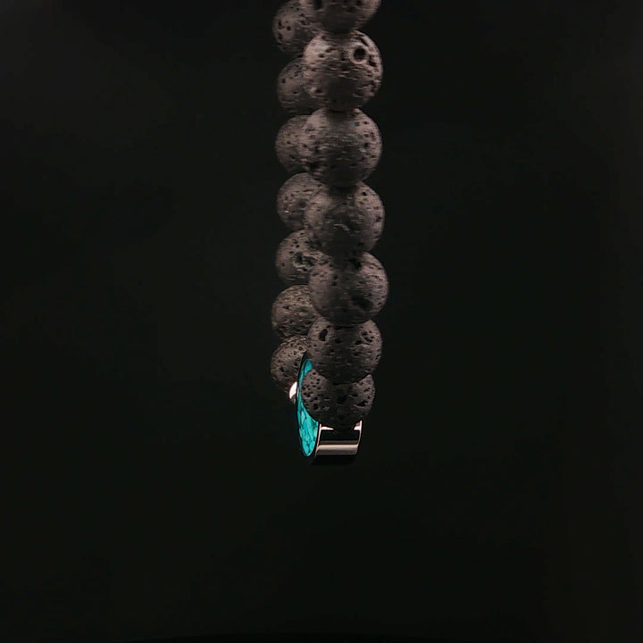 Men's Lava Stone Beaded Bracelet with Turquoise