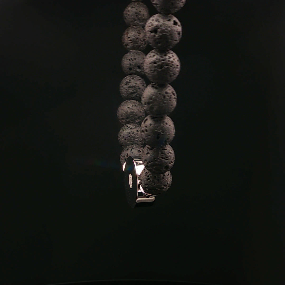 Men's Lava Stone Beaded Bracelet with Turquoise