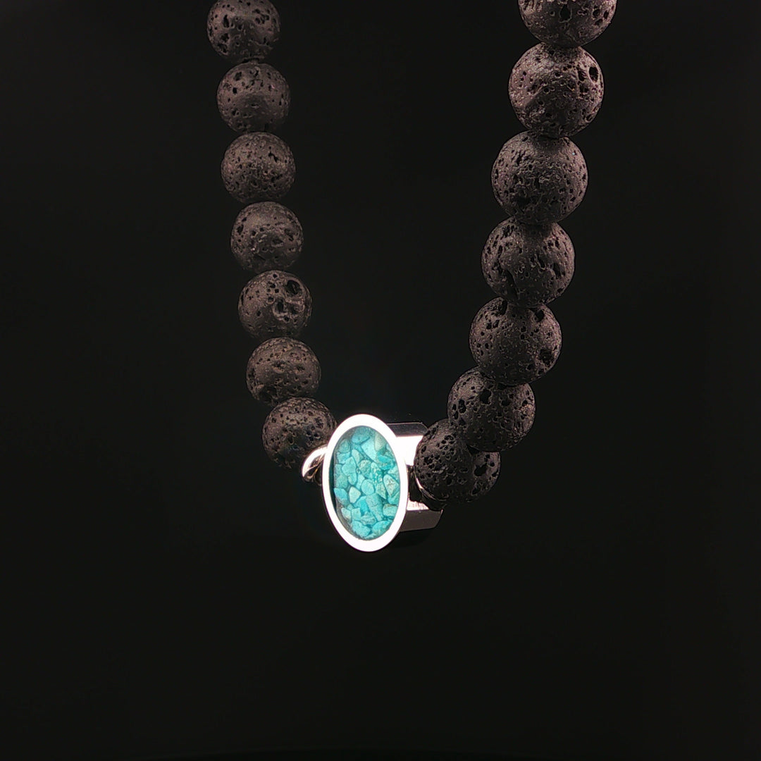 Men's Lava Stone Beaded Bracelet with Turquoise