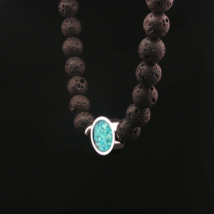 Men's Lava Stone Beaded Bracelet with Turquoise