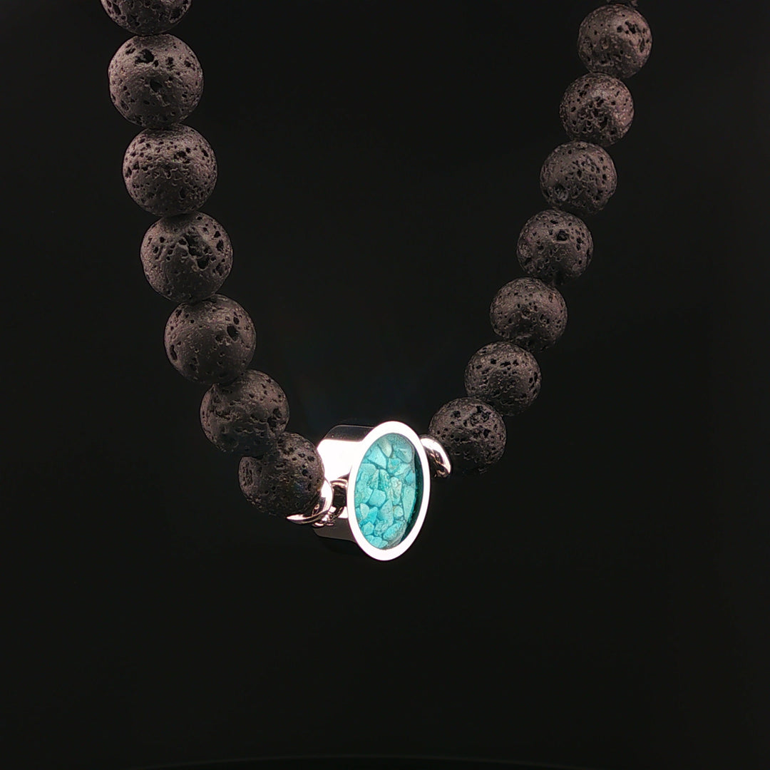 Men's Lava Stone Beaded Bracelet with Turquoise