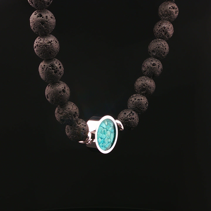 Men's Lava Stone Beaded Bracelet with Turquoise