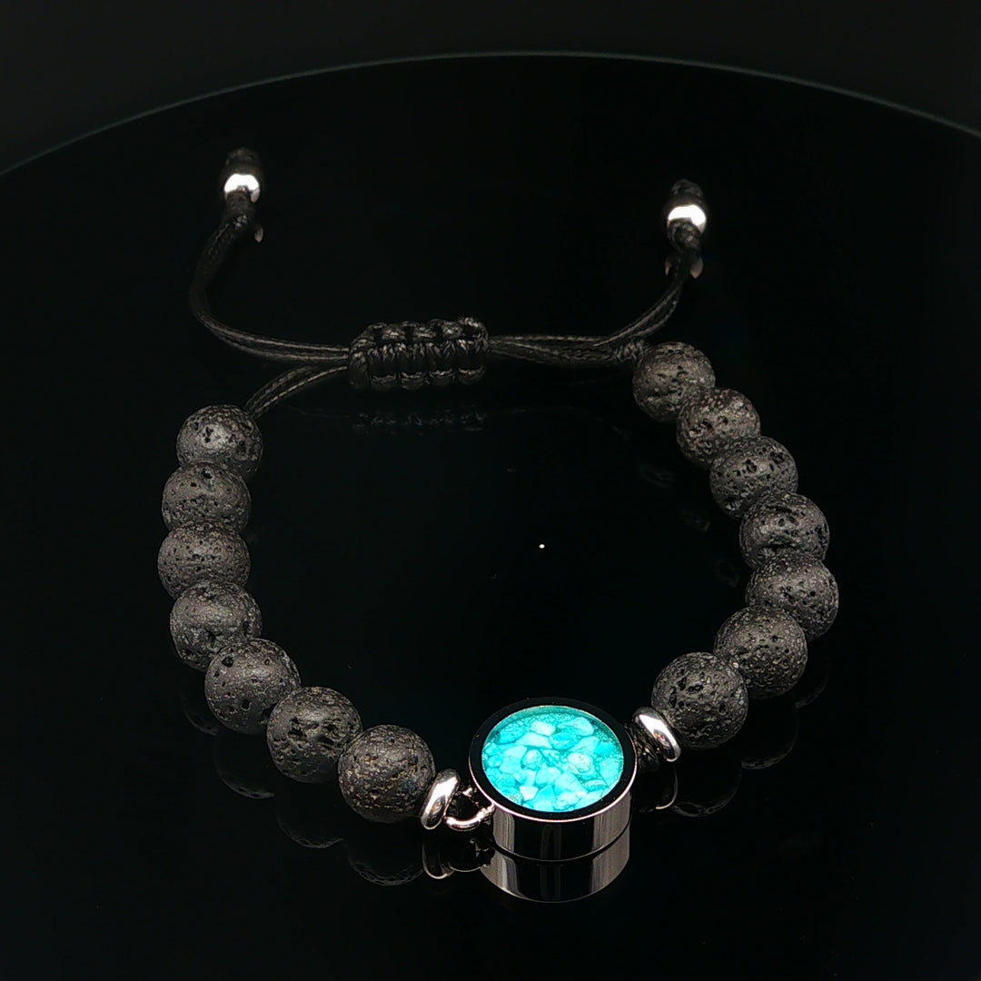 Men's Lava Stone Beaded Bracelet with Turquoise