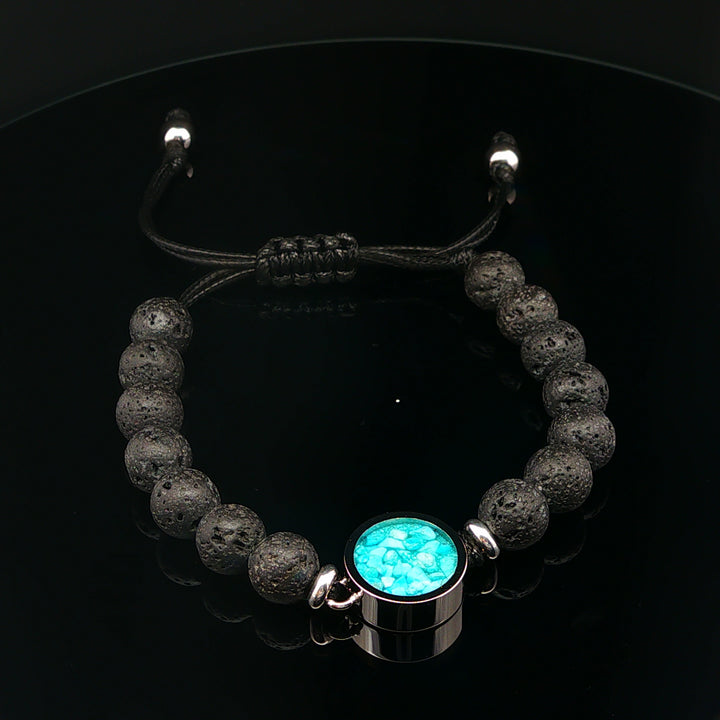 Men's Lava Stone Beaded Bracelet with Turquoise