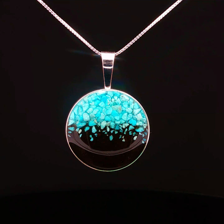 Marina Turquoise and Cathedral Rock Charged Necklace Sterling Silver Pendant