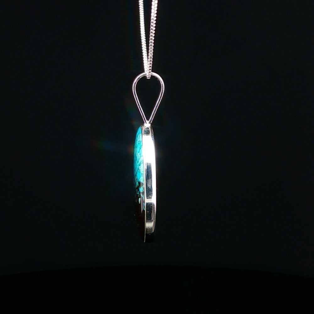 Natural Marina Turquoise Sterling Silver Pendant Necklace | Cathedral Rock Charged